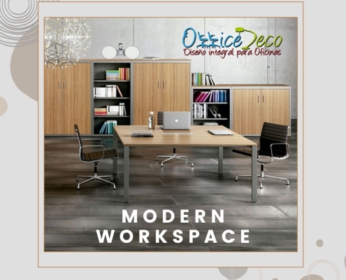 Gray-Modern-Office-Workspace-Instagram-Post-495x400 Ejemplos de oficinas modernas.