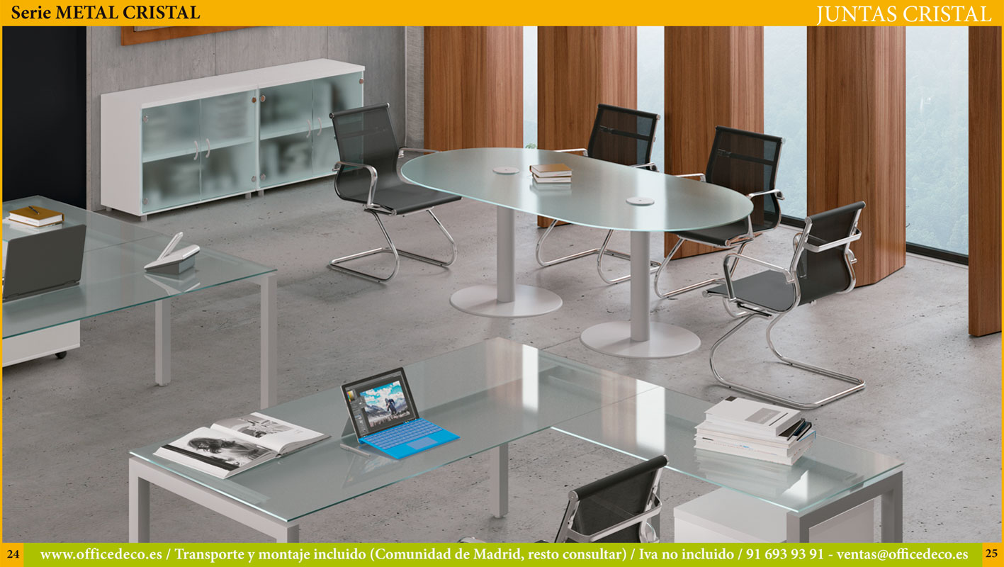 Mesas juntas en cristal. | OfficeDeco