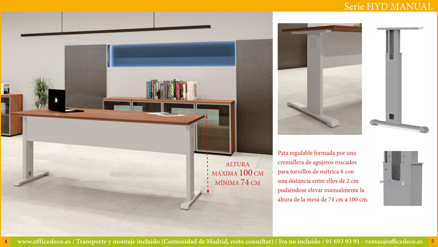 mesas-regulables-manual-HYD-2 Mesas de oficina regulables en altura manual HYD.