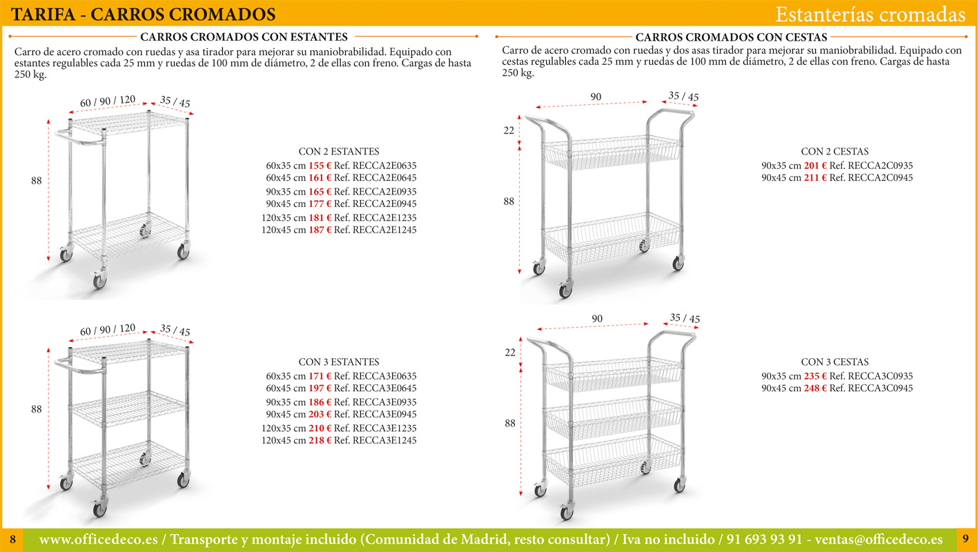 Estanterías metálicas cromadas para almacenamiento-archivo.