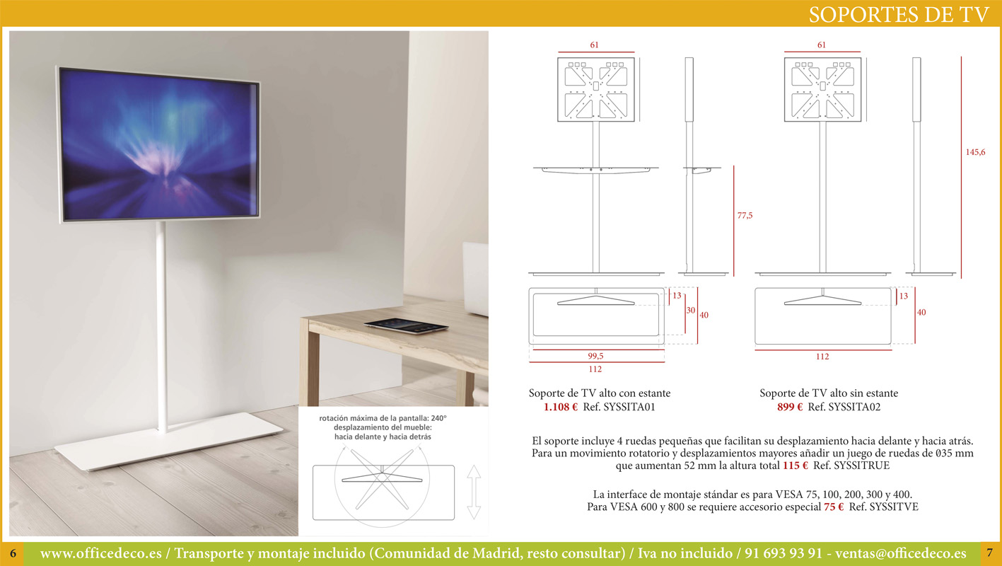 Soporte de suelo para TV Vebos para hotel