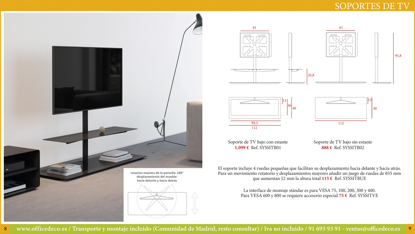 Vebos Soporte de Pie para televisión blanco