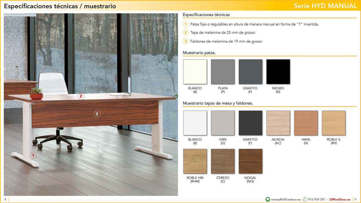 mesasregulablesmanualHYD4 | OfficeDeco Mesas de oficina regulables HYD