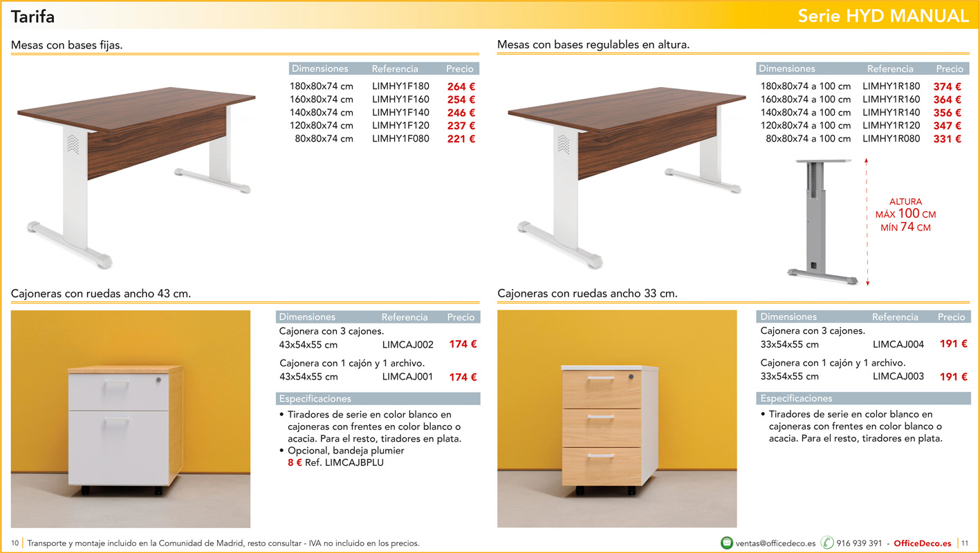 mesasregulablesmanualHYD5 | OfficeDeco Mesas de oficina regulables HYD