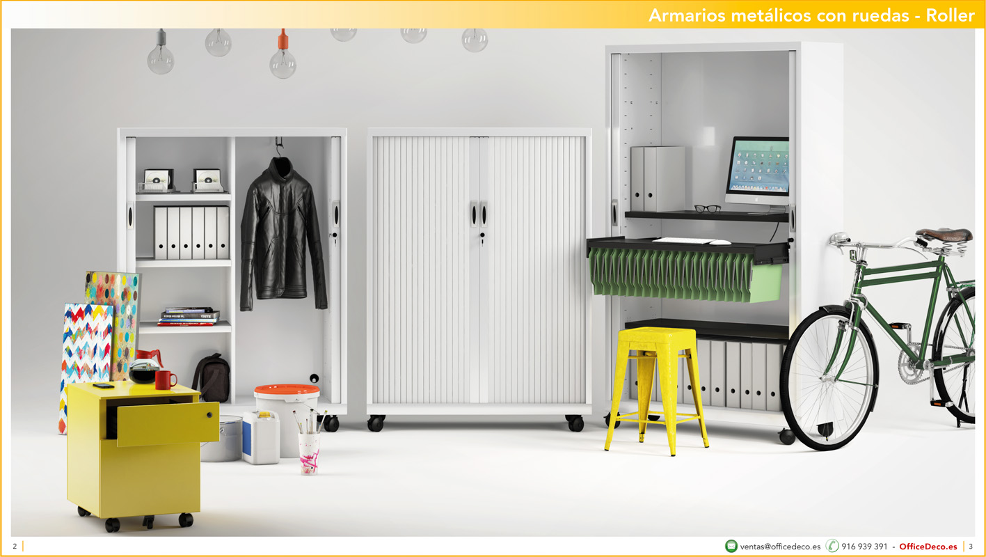 armariospersianaruedas1 | OfficeDeco armarios metálicos de persiana con ruedas