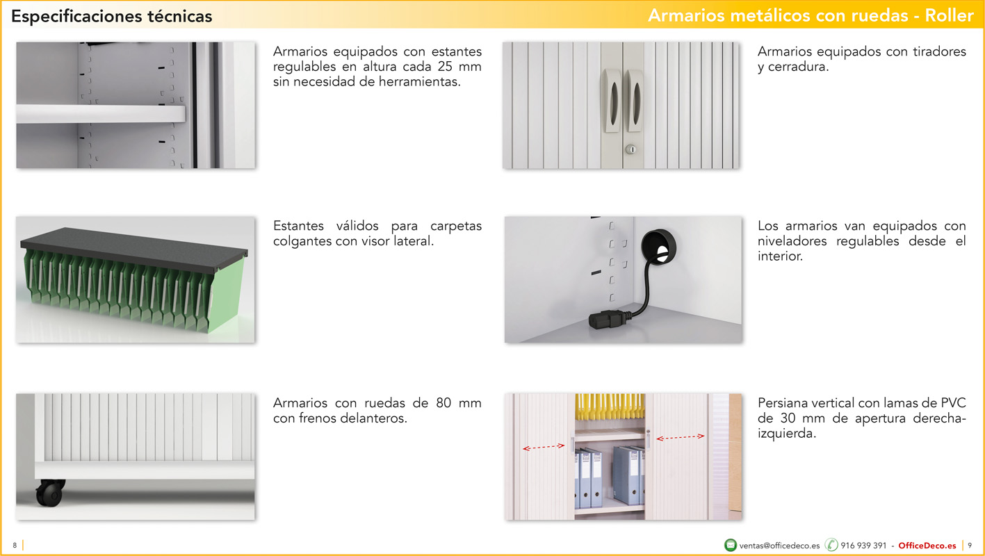 armariospersianaruedas4 | OfficeDeco armarios metálicos de persiana con ruedas