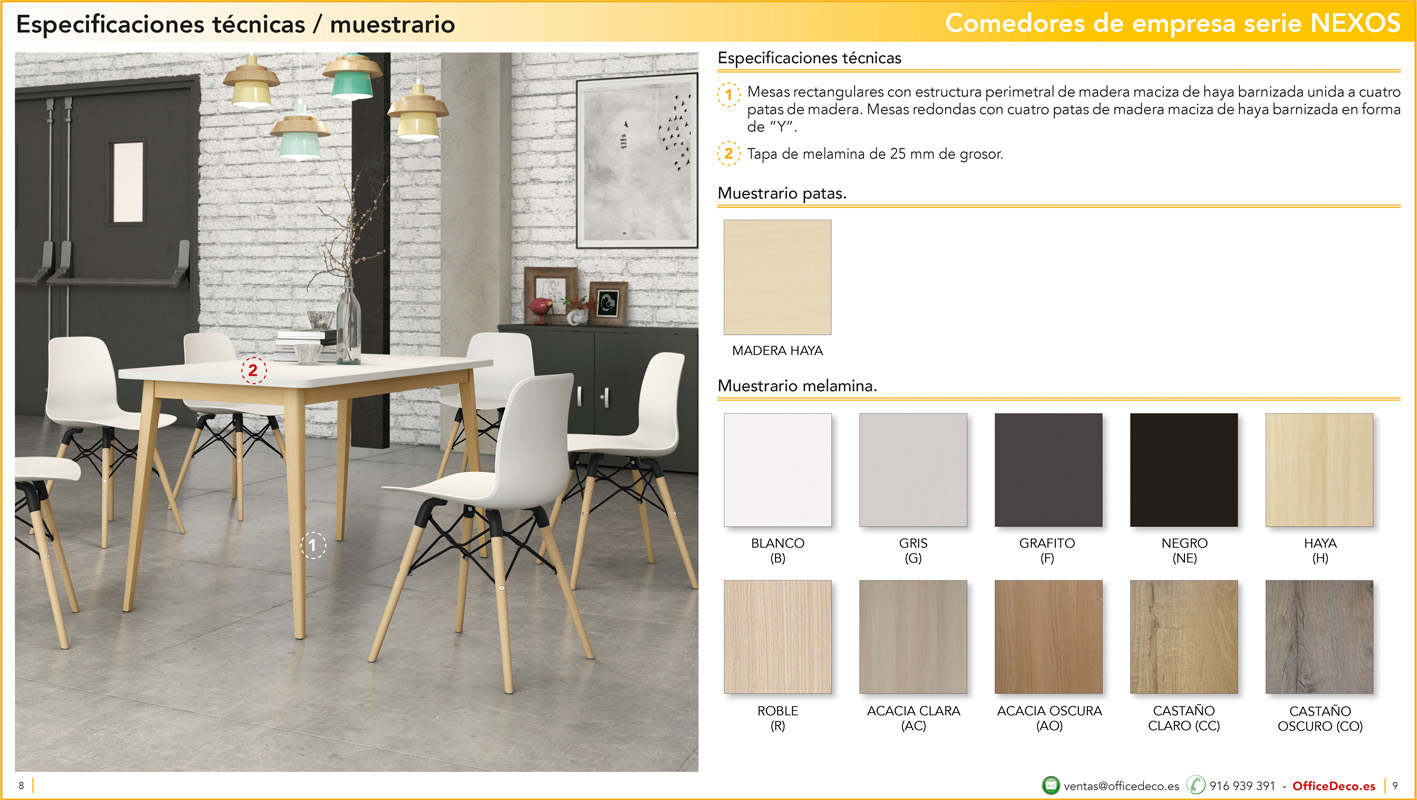 MESAS COMEDOR NEXOS 4 | OfficeDeco mobiliario para comedores de empresa y escolar serie NEXOS