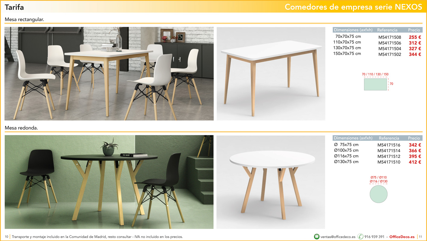MESAS COMEDOR NEXOS 5 | OfficeDeco mobiliario para comedores de empresa y escolar serie NEXOS